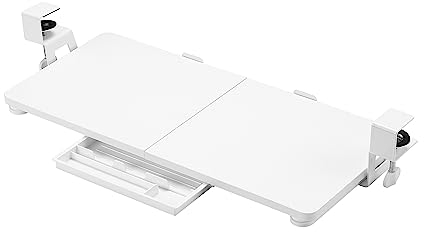 ETHU Support de clavier, plateau de clavier et de souris coulissant sous le bureau, 68 x 30 cm avec support de pince C, support de clavier d’ordinateur, ergonomique pour la maison et le bureau (blanc)