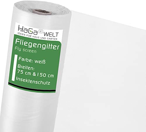 HaGa Fliegengitter 150cm Breite x 10m Länge – Insektenschutz Fenster – Reißfest, UV-beständig, Zuschneidbar 100% PES – Moskitonetz & Mückenschutz – Fliegennetz