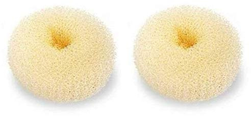 Haarknotenmacher, blond, Ringstil, 2 Stück, Chignon-Haar, großer Donut-Former für dickes und langes Haar (groß, 8,9 cm/Beige)