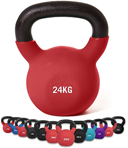 wuuhoo® Kettlebell Dwayne - Kugelhantel 2kg - 28kg aus massivem Gusseisen mit Neopren Beschichtung, Schwunghantel für Dein Krafttraining, Gewichte mit Farbcodes - Fitnessgerät für Zuhause 24 kg