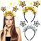 Qunkun Happy New Year Haarreifen, 2 Stück Stirnband, 2025 Kopfschmuck Haarreifen Silvester, Party Haarreif mit Federn und Sternen, Silber Strass glitzernd Silvester Party Haarschmuck Zubehör (C)
