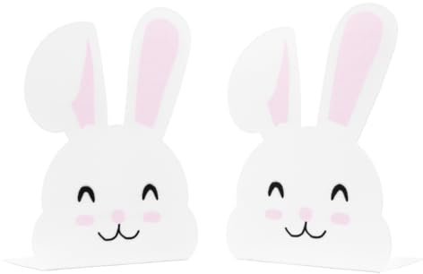 1 Paire de Serre-Livres en Forme de Lapin en métal, Presse-Livres Support Organisateur de Bureau antidérapant en Forme de Lapin pour Enfants, école de pâques, Bureau, décoration de la Maison (Blanc)