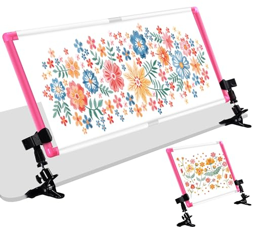 XEmbro Großer Stickrahmen, verstellbarer Kreuzstich-Rahmen, Kunststoff-Clip-Rahmen für Stickerei, Stanznadelrahmen, Schnörkelrahmen für Kreuzstich, Handarbeiten (87 x 36 cm)