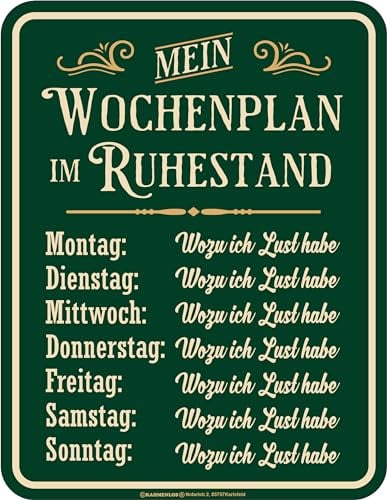 Deko Blechschild zum Ruhestand: Mein Wochenplan