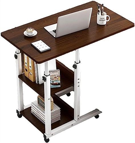 AWUPBDKR Bureau de Lit avec Espace de Rangement Hauteur Mobile Réglable Creative Pc Laptop Writing Workstation Mobile Laptop Desk, Braun, Taille Unique