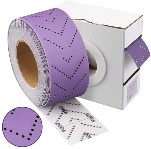 Shineboc Abrasive Sheet Roll, Purple Ceramic Automotive Sandpaper Roll,Clean Sanding Sheet Roll Multi-Hole, 70 mm x 12 m Sandpaper Roll for Wood Sanding, Auto Sanding, Body Repair, 400 Grit