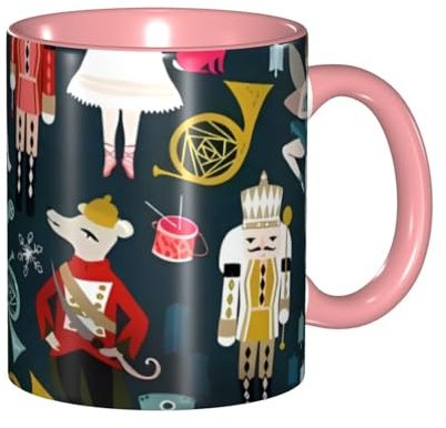Pink Classic Mugs ceramic mug Suitable for cappuccino, latte, cereal, yogurt, milk, hot or cold drinks Micro-wave oven Women's Nutcracker Ballet Xmas Dance Picture