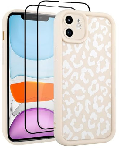 UZEUZA Compatible with iPhone 11 Case, Cheetah Print Shockproof Soft TPU Protective Case for Women Girls, Slim Anti Scratch Leopard for iPhone 11 6.1 Inch, White