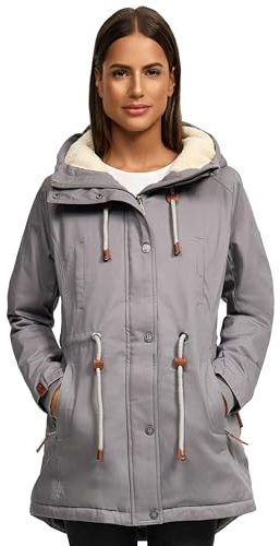 Navahoo Damen Winterjacke mit Teddyfell Winter Jacke warm gefüttert B991
