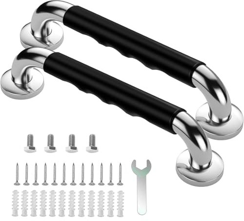 2 Stück Haltegriffe für Senioren, Rutschfreier Haltegriff, 30cm Haltegriff Dusche, Edelstahl Dusche Badewannengriff, Wandmontage Badezimmer Haltegriff für WC, Badezimmer, Küche, Treppen