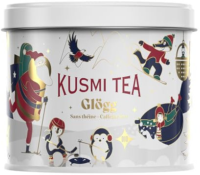 Kusmi Tea - Infuso biologico speziato di Natale Glögg - Ibisco, ribes nero e uva - cannella e cardamomo - Edizione limitata 2024 - Confezione di metallo da 125 g (Frosty Christmas)
