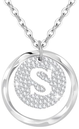 Tusuzik Valentinstagsgeschenk für Sie: Personalisierte Halskette mit A-Z Initialen aus 925 Sterling Silber und Cubic Zirkonia. Ein verstellbarer Schmuck für Frauen, Freundinnen oder Mütter.