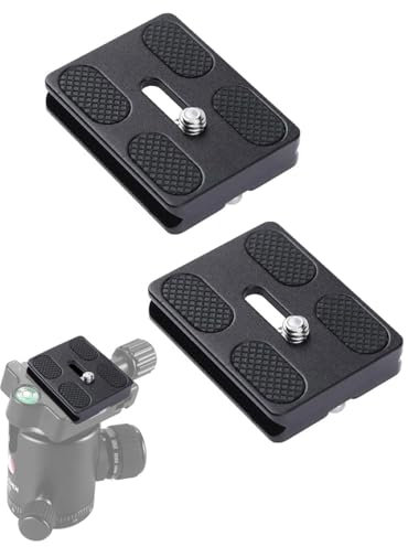 KGDUYC 2 Stück Quick Release Plate, PU-50 Schnellwechselplatte Adapter, Kamera Stativ Schnellwechselplatte mit 1/4 Kameraschraube, Kompatibel für Stativ Kugelkopf Schnellwechselplatte - Schwarz