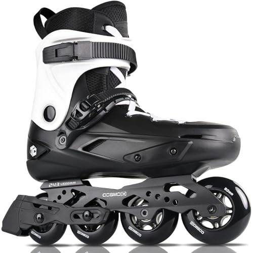 COSMOID TC Inline Skates für Frauen Männer, Roller Blades Erwachsene Männlich Weiblich, Professionelle Fitness Roller Skates Blades für Unisex，Black&White