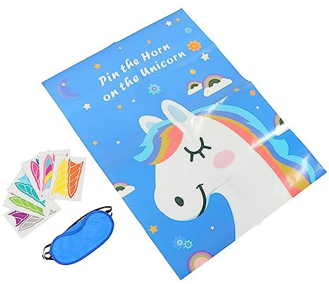 BESPORTBLE Einhorn Partyspiel Für Junge Mädchen Mit Pin The Horn Spiel Lustiges Und Einzigartiges Party-mitbringsel Einfach Aufzubauen Bedienen