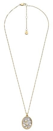 FOSSIL Women's goldfarbene Edelstahlkette mit Karabinerverschluss Runde Halskette mit Anhängern