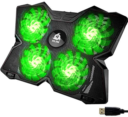 KLIM Wind - Base di raffreddamento PC Portatile + Più di 500 000 unità vendute + Versione 2024 + Il più potente Supporto PC portatile + Azione Rapida 1200 RPM + Gaming laptop PS5 et PS4 + Verde