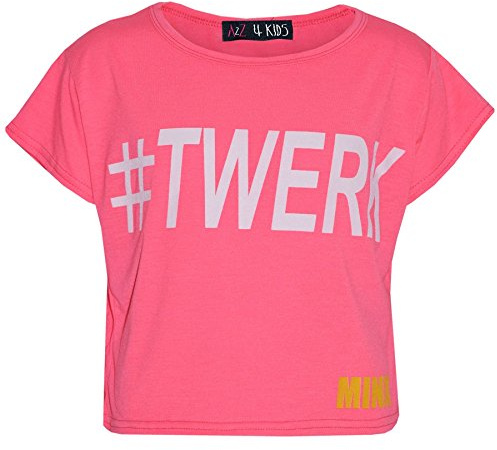 A2Z 4 Kids #Twerk Girls T-Shirts Short Sleeves #Twerk Crop Top Soft Feel Lightweight - Top Pink 7-8