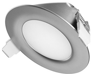 TEVEA® Ultra Flach LED Einbaustrahler IP44 dimmbar für den Wohnbereich |auch für das Bad geeignet| Warmweiß 6W 230V Rahmen weiss Rund Einbauspots Badleuchten (Silber-Warmweiss)