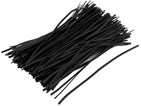 sourcing map Plastic Home Coated Cord Packaging Closure Twist Tie Wire 150mm x 2mm 200pcs Black