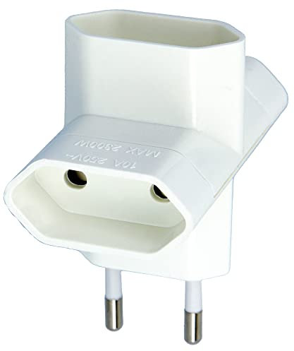 Amig - Ladrón de Enchufes de 3 Tomas para Conectar Aparatos Eléctricos - Adaptador de Pared Horizontal de Triple Espiga - Color Blanco - Voltaje Máximo: 250 V - Amperaje Máximo: 10 A