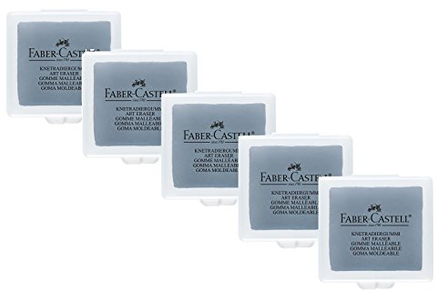 5er Pack Knetgummi Radierer für Künstler, ART ERASER Faber Castell, grau