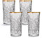 Libbey Hobstar Lot de 4 verres à long drink, à eau, à jus - Cristal - Avec bord doré ondulé