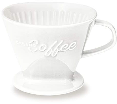 Creano XXL Filtre à Café en Porcelaine Céramique - Taille de Filtre 4-6 - Blanc