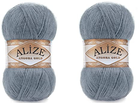 20 % Wolle, 80 % Acryl, weiches Garn, Alize, Angora, Goldfaden, Häkeln, 200 g, 1204 m, Spitze, Handstricken, türkisches Garn (87 mittelgrau)