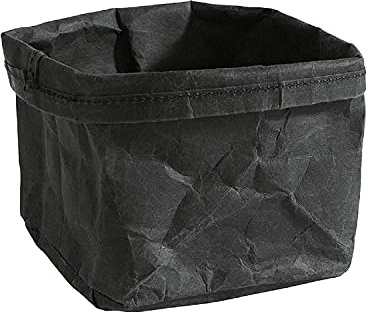 APS 30356 Runder Brotkorb/Brottasche aus Naturfaser & Kunstharz, 12 x 11,5 x 11,5 cm, Schwarz