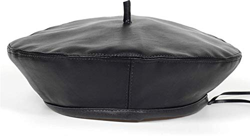 Damen Classic French Beret New PU Leder Baskenmütze Hüte Herbst Flat Cap Sommer Mode Kunst Maler Hut,Schwarz