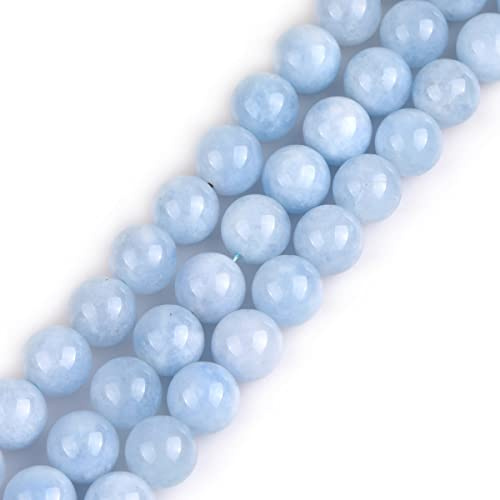 GEM-Inside 14mm Semi-Aquamarine Blue Jade Stone Gemstone Semi Precious Beads for Jewellery Making 15''