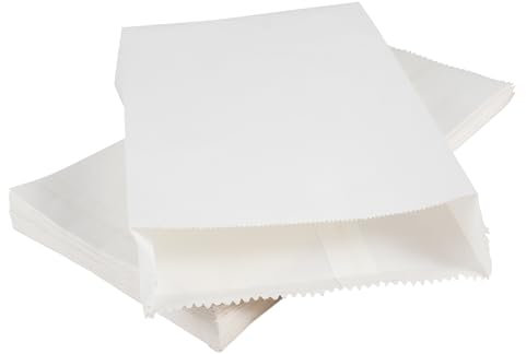 RUBY 100x Papiertüten Klein Weiß 11x20 cm – Kraftpapier Tüten, Süßigkeitentüten Butterbrottüten, Geschenktüten für Adventskalender Hochzeit Geburtstag & DIY