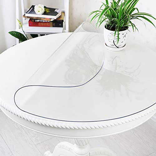 LinkGro Runde transparente Tischabdeckung, 81,3 cm Durchmesser, 1,5 mm dick, PVC-Vinyl-Kunststoff-Tischdecke, Küchentischabdeckung, abwischbare Tischdecke, Esstisch, Couchtisch, Holz, Glas