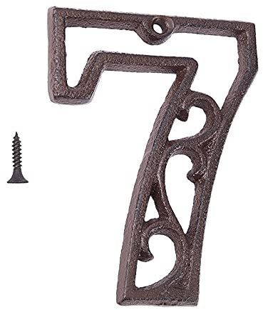 Numeri Civici In Ghisa GORGECRAFT Numeri Civici Decorativi Da 4.4 pollice Installazione Facile con Viti Abbinate (Numero 7)