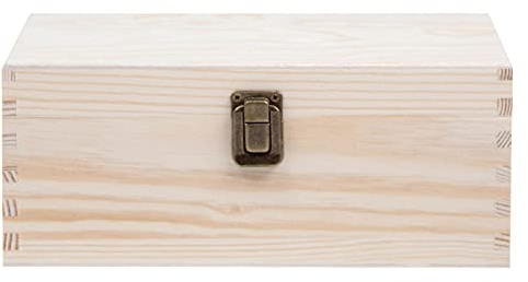 Alsino Holzbox mit Deckel Holzkiste Aufbewahrungsbox Deko Holz-Kiste Naturholz Unbehandelt, (24x14x10 cm)