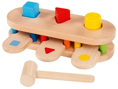 goki 58680 Hammerbank 21 x 12 x 7 cm, Massivholz, bunt