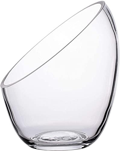 Floralcraft® 16.5 cm Slanted Glass Terrarium Vase | Set of 2 | Modern Angled Display Bowl for Succulents, Moss, Air Plants or Candles | Clear Open-Cut Glass Planter