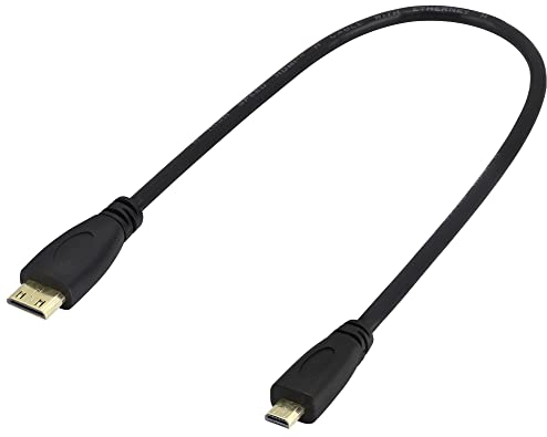 zdyCGTime HDMI C vers HDMI D,Câble Mini HDMI Mâle vers Micro HDMI Mâle,Câble Micro HDMI Haute Vitesse 4k,Compatible avec Les Appareils Photo Numériques,Moniteurs et Autres Appareils.(30cm)