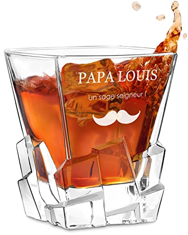Maverton Verre à whisky pour homme - Avec motif décoratif - Verrerie gravée - Verres élégant pour lui - Verre à whisky au design unique avec personnalisation - Sagesse