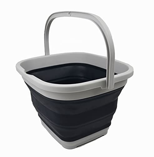 SAMMART Faltbarer rechteckiger Korb/Eimer, 10 l (Grau/Schiefergrau)