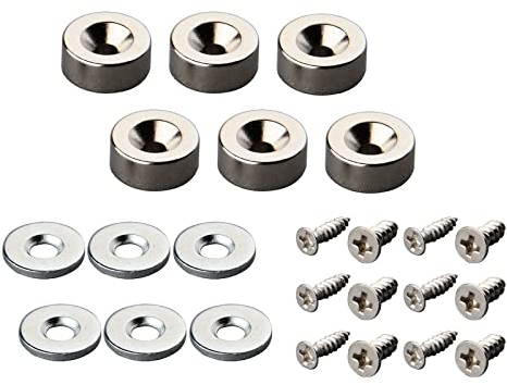 MUTUACTOR Starke Magnetbefestigung, Magnetverschluss, Türriegel oder Werkzeughalter, 12 * 5 Magnet, Neodym-Loch mit Schrauben, starker Magnet für Innen und Außen(6pc)
