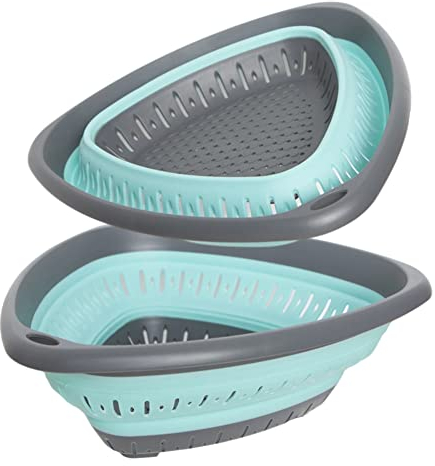 Bilieasy Coladores de cocina plegables y coladores de alimentos, juego de colador ecológico, no tóxico, fácil de limpiar (turquesa, 1 unidad)