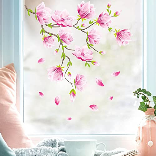 Wandtattoo Loft Fensterbilder Frühling mit Magnolien Blumen Motiv – A4 Bogen, Wiederverwendbar – Frühlingsdeko Fenster, Frühlingsbild Fenster, Fensterdeko Frühling, Fensterfolie Frühling Selbstklebend