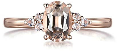 18 Karat (750) Rotgold Ring Rosegold Damen, Ringe Vintage Eingelegter 0,75 ct Morganit Und 0,08 ct Diamant Morganit Diamant Ring Größe 47 (15.0)