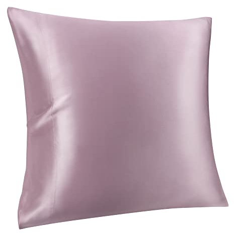PiccoCasa Seidenkissenbezug 19 Momme Seide Kissenbezug aus 100% Reiner Maulbeerseide Kissenhülle mit Hotelverschluss Haar- und Hautpflege Seidenbezug, 1 Stück Mauve 80×80cm