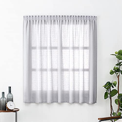 Sh000ad Tende Oscuranti con Autoadesivo,Senza Fori,Tende Isolanti Termiche Rimovibili in Lino Cotone,per Pannello Drappeggiato Privacy Finestra Camera da Letto Soggiorno (Grey,W70xH100cm(28x39in))