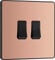 BG Electrical Double Wall Light Switch, 2 Way, Screwless Front Plate, Round Edges, Evolve, Polished Copper, 20A, 16AX, PCDCP42B