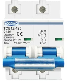 DAZZLEEX Disjoncteur, DC MCB pour PV 2P 125A 600V Disjoncteur Système PV Batterie
