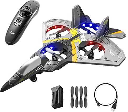 V17 Jet Fighter Stunt Avion radiocommandé, 2,4 GHz, 4 moteurs, détection de gravité, télécommande, anti-chute, jouet pour enfants (multicolore)